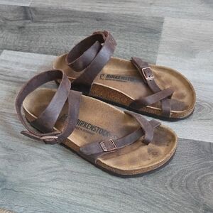Birkenstock Brown Leather Strappy Sandals